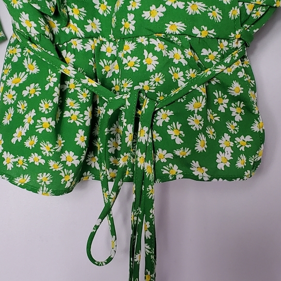 WAYF Floral Ruffle Peplum Wrap Blouse - Small - Picture 3 of 9